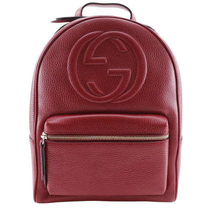 Gucci Soho Chain Backpack Leather, RED, LEATHER, Backpack