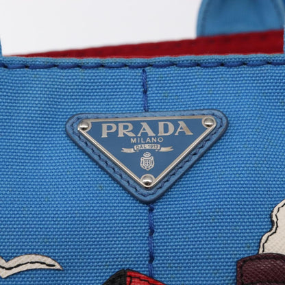 Prada Canapa Convertible Tote Canvas with Applique, BLUE, CANVAS, Tote bag