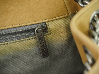 Chanel Boy Accordion Flap Bag Quilted Lambskin, BEIGE, LEATHER, Shoulder bag