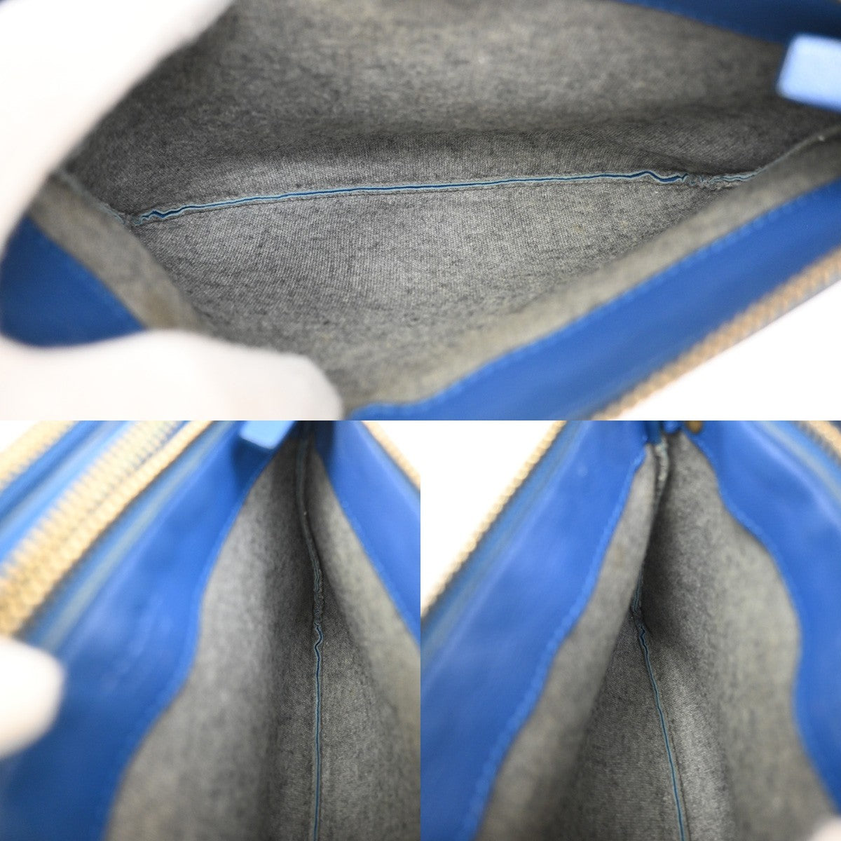 Celine Trio Crossbody Bag Leather, BLUE, LEATHER, Crossbody bag