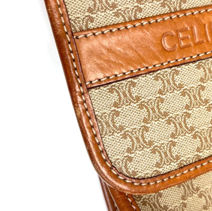Celine Macadam Pochette Canvas and Leather, BEIGE, PVC, Clutche & pouche
