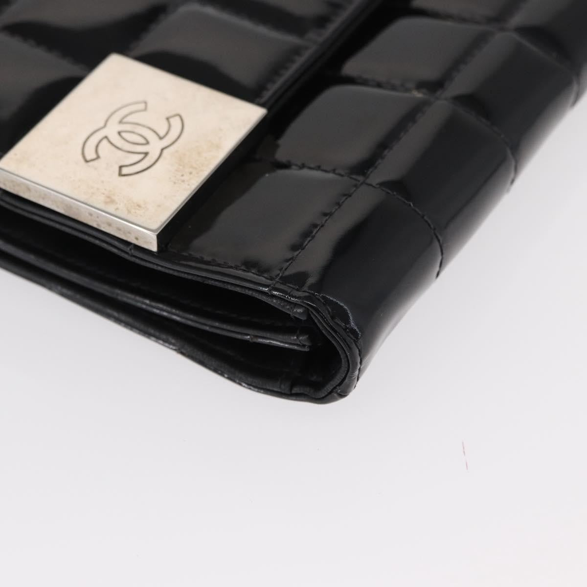 Chanel Chocolate Bar Chain Clutch Quilted Patent, BLACK, PATENT_LEATHER, Clutche & pouche