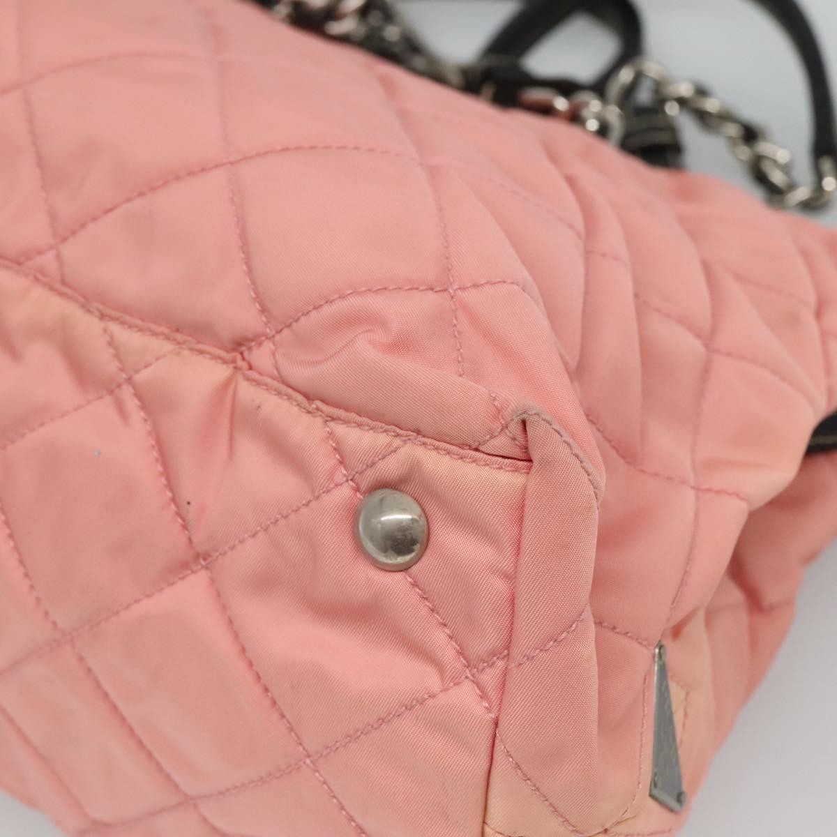 Prada Chain Zip Tote Quilted Tessuto, PINK, NYLON, Tote bag