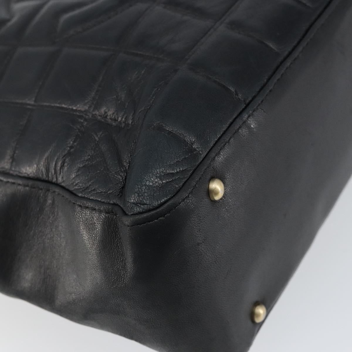 Chanel Chocolate Bar CC Tote Quilted Leather, BLACK, LEATHER, Tote bag