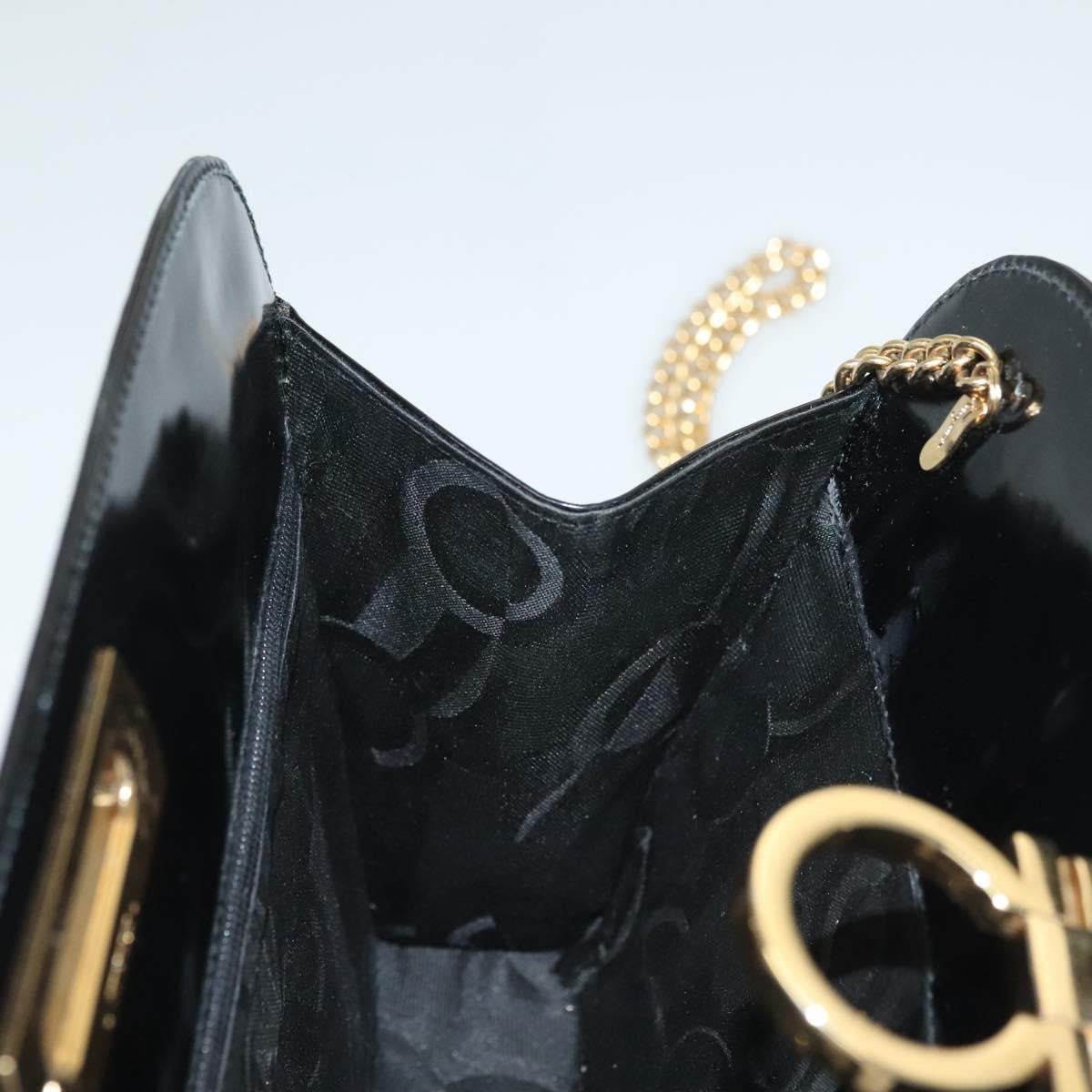 Salvatore Ferragamo Gancini Shoulder Bag Patent Leather, BLACK, PATENT_LEATHER, Shoulder bag