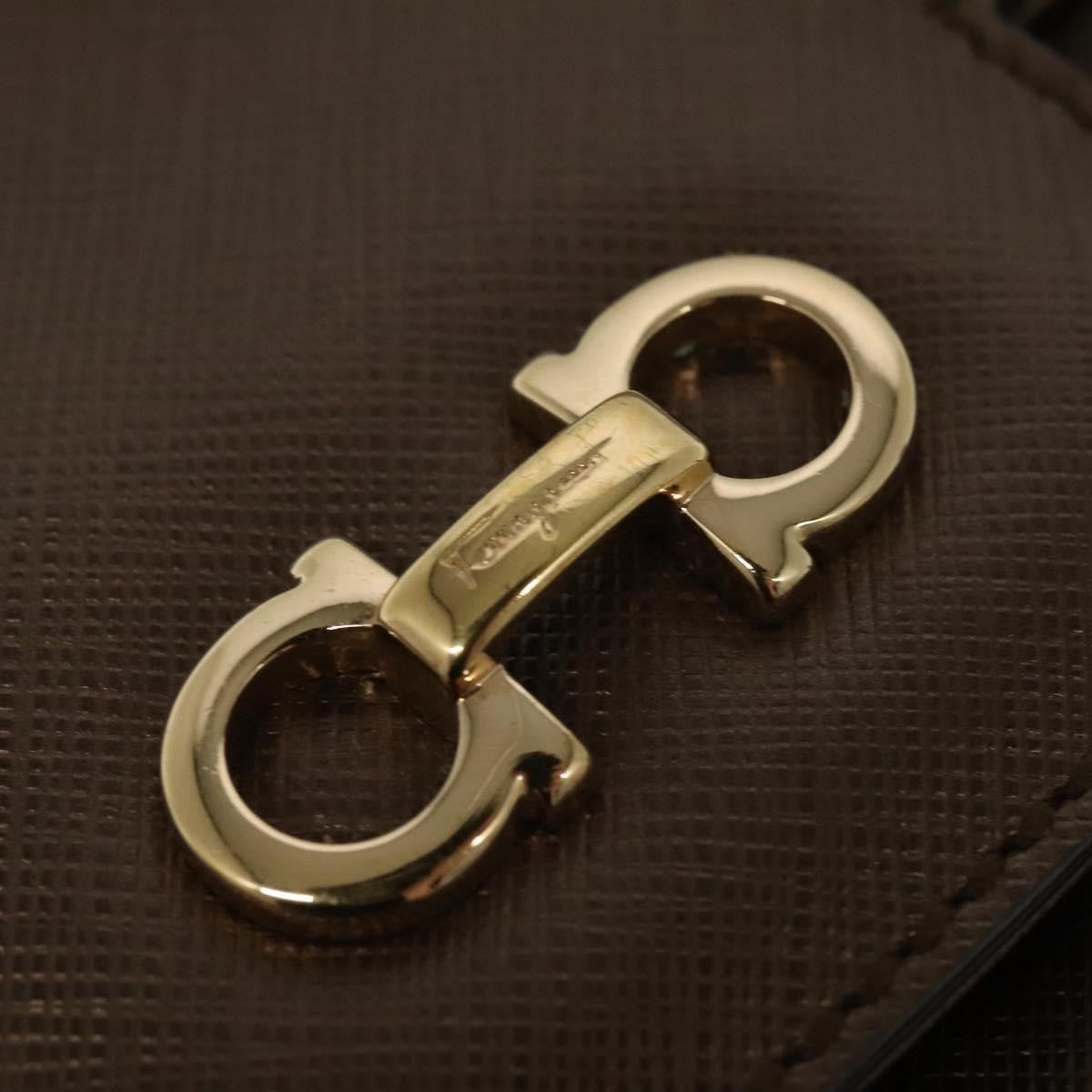 Salvatore Ferragamo Gancini Chain Shoulder bag Leather, BROWN, LEATHER, Shoulder bag