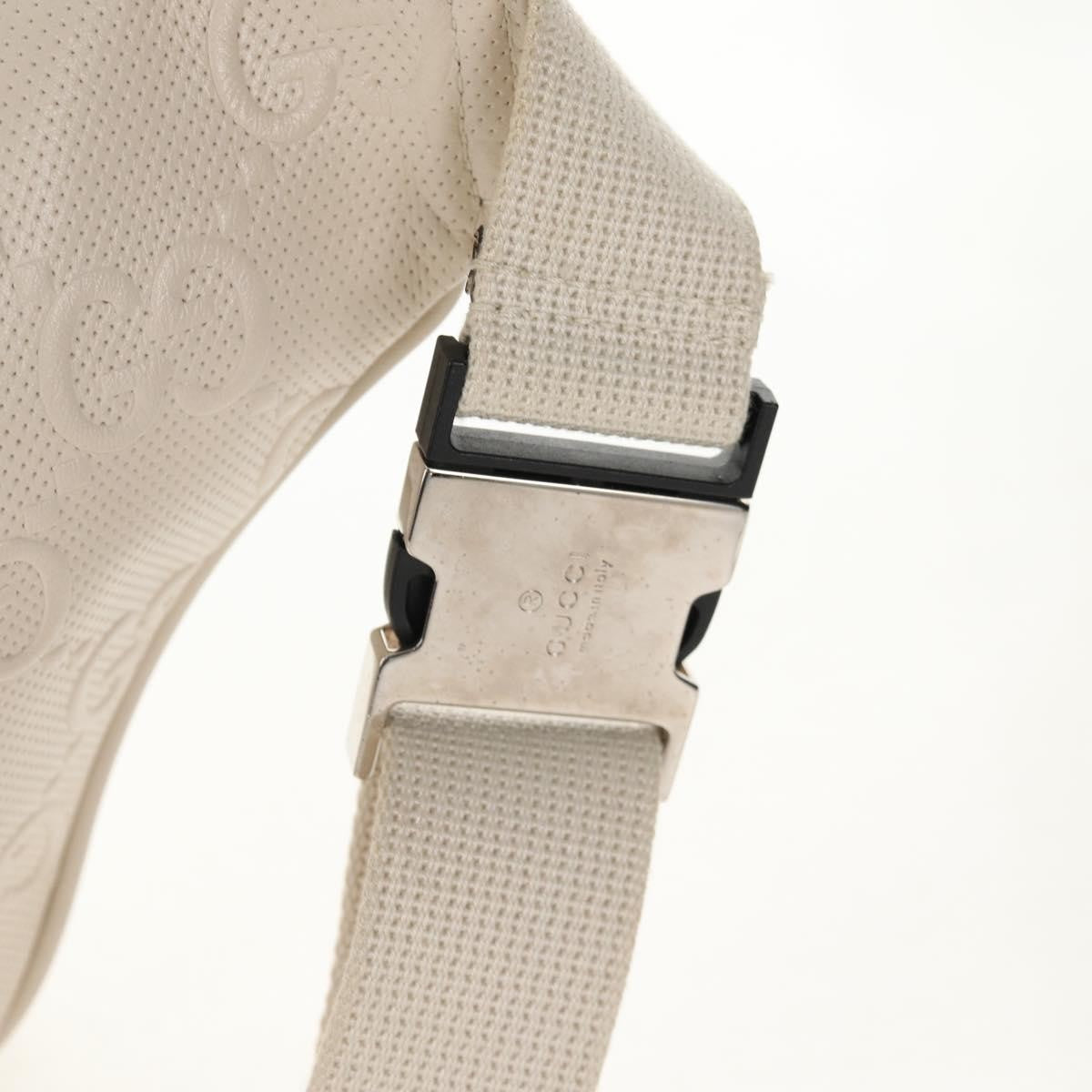 Gucci Front Pocket Belt Bag GG Embossed Perforated Leather, WHITE, CANVAS, Shoulder bag