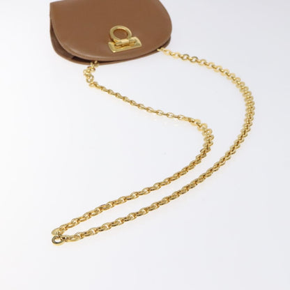 Salvatore Ferragamo Vintage Gancini Chain Shoulder Bag Leather, BROWN, LEATHER, Shoulder bag