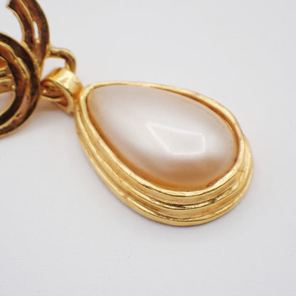 Chanel CC Teardrop Earrings Metal with Faux Pearl, Gold, Gold Plated, Earrings