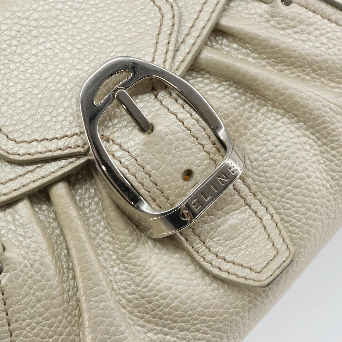 Celine Vintage Buckle Shoulder Bag Leather, WHITE, LEATHER, Shoulder bag