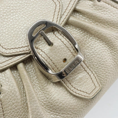 Celine Vintage Buckle Shoulder Bag Leather, WHITE, LEATHER, Shoulder bag