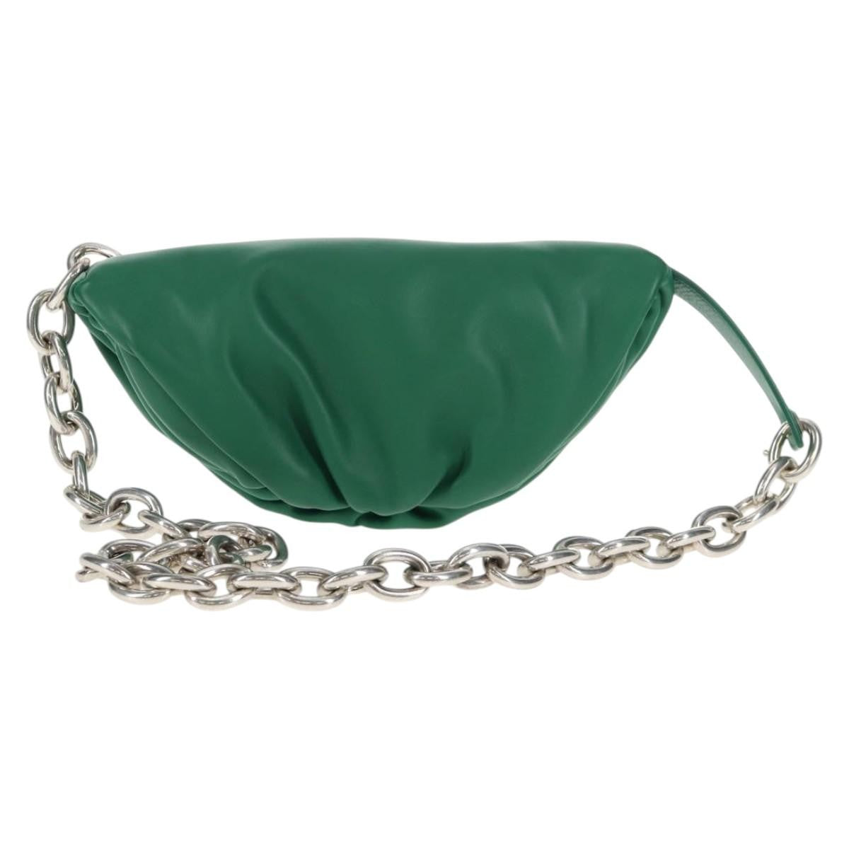 Bottega Veneta The Chain Pouch Leather, GREEN, LEATHER, Clutche & pouche