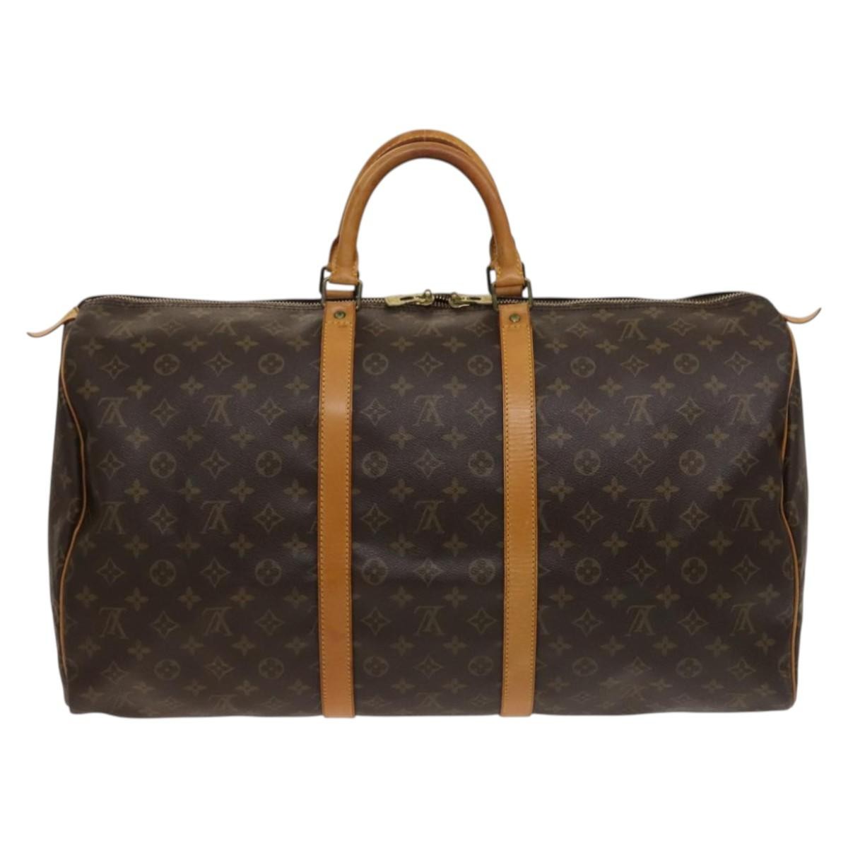 Louis Vuitton Keepall Bag Monogram Canvas, BROWN, CANVAS, Travel bag