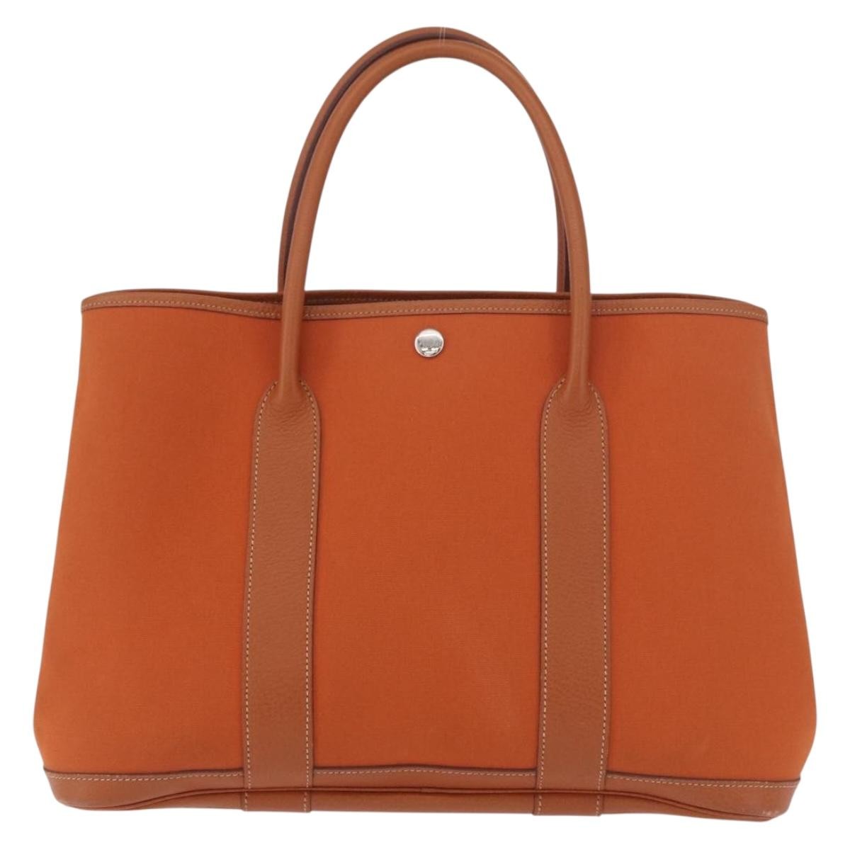 Hermes Garden Party Tote Toile and Leather, Orange, Canvas, Tote Bag
