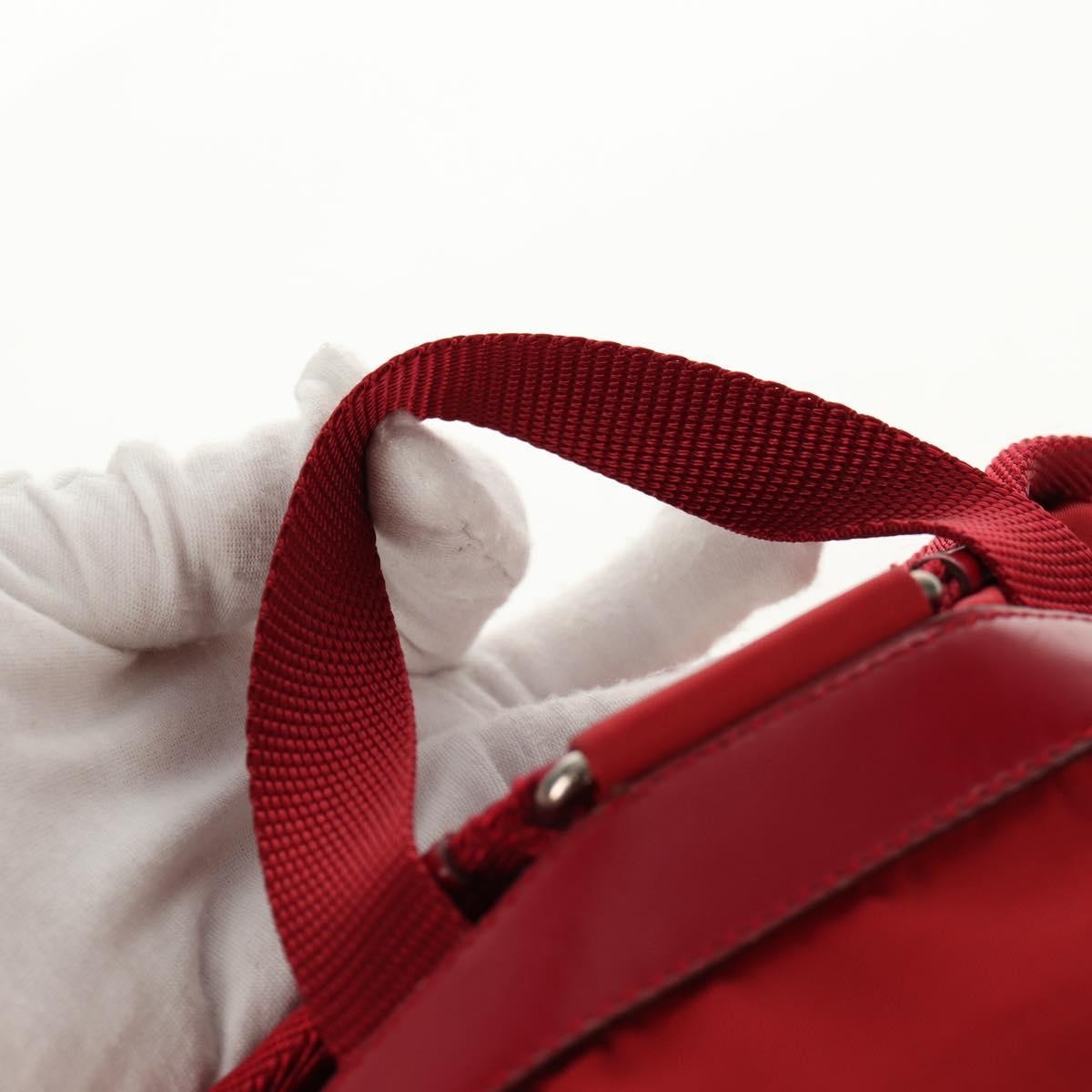 Prada Vela Double Front Pocket Backpack Tessuto with Saffiano Leather, RED, NYLON, Backpack