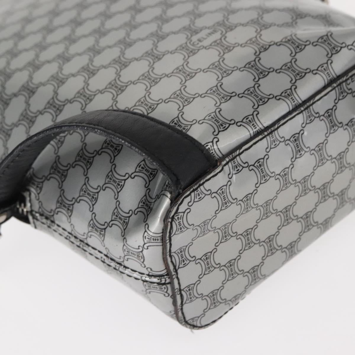 Celine Vintage Macadam Backpack Canvas and Leather, SILVER, PVC, Backpack