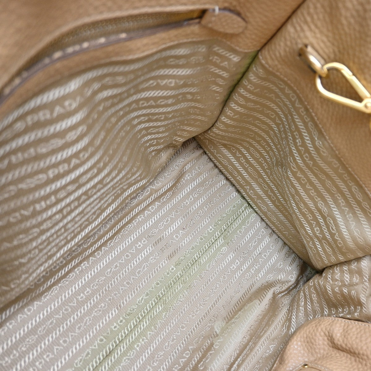 Prada Front Pocket Wing Convertible Tote Vitello Daino, BEIGE, LEATHER, Tote bag