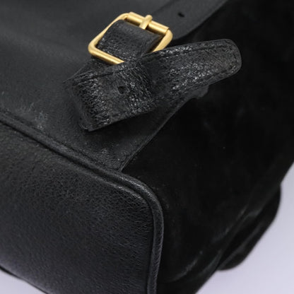 Gucci Vintage Bamboo Backpack Suede and Leather, Black, Suede, Backpack
