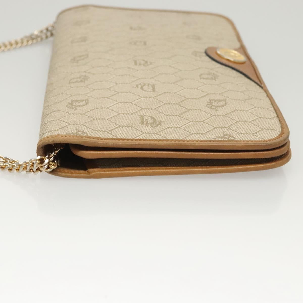 Christian Dior Vintage Honeycomb chain Canvas, BEIGE, CANVAS, Handbag