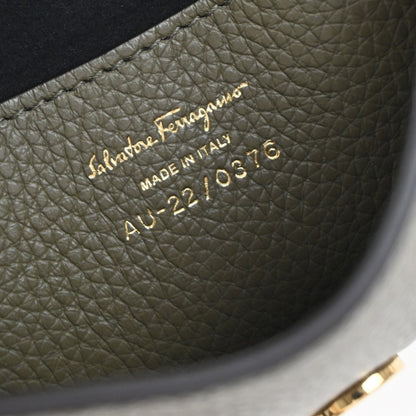 Salvatore Ferragamo Gancini Backpack Leather, KHAKI, LEATHER, Backpack