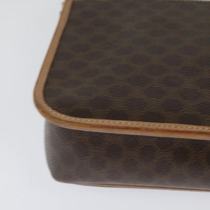 Celine Vintage Macadam Circle Logo Shoulder Bag Canvas and Leather, BROWN, CANVAS, Shoulder bag