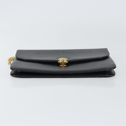 Christian Dior Vintage Chain Flap Shoulder Bag Leather, BLACK, LEATHER, Shoulder bag