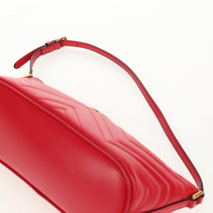 Gucci GG Marmont Pochette Shoulder Bag Matelasse Leather, RED, LEATHER, Clutche & pouche