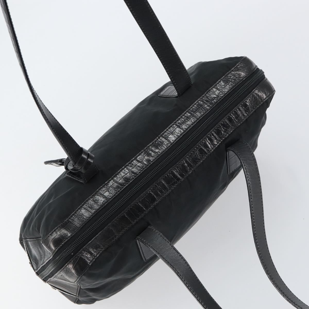 Prada Vintage Shoulder Bag Nylon and Leather, BLACK, NYLON, Shoulder bag