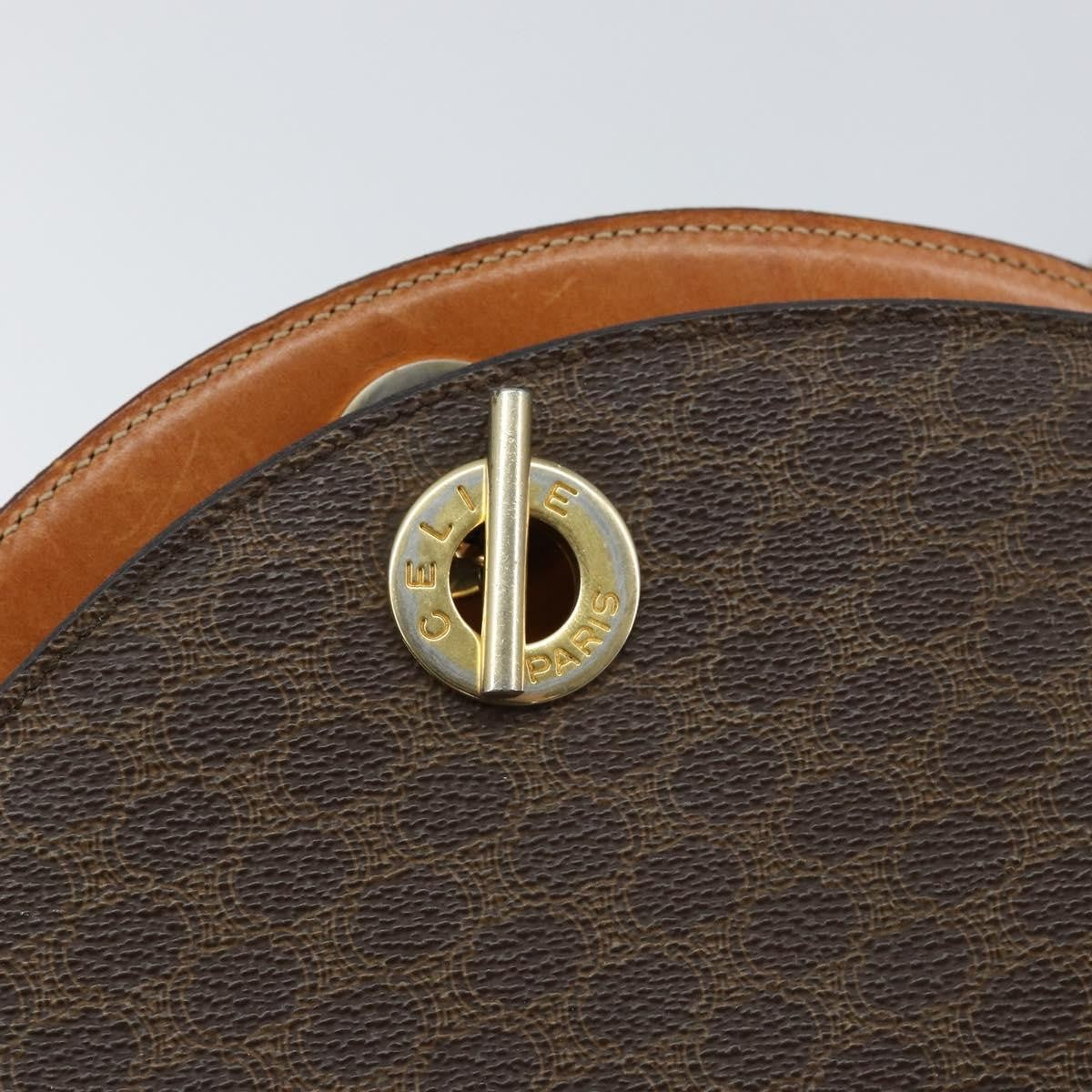 Celine Vintage Macadam Shoulder Bag Canvas, BROWN, PVC, Shoulder bag