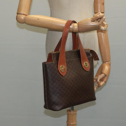 Celine Macadam Handbag Macadam with leather, BROWN, CANVAS, Handbag