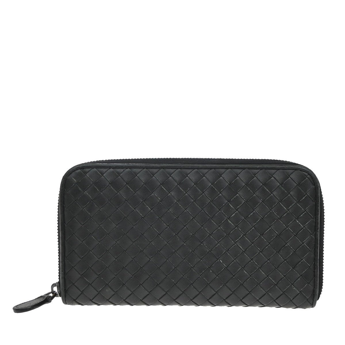 Bottega Veneta Intrecciato Long Zip  Wallet Leather, Black, Leather, Wallet