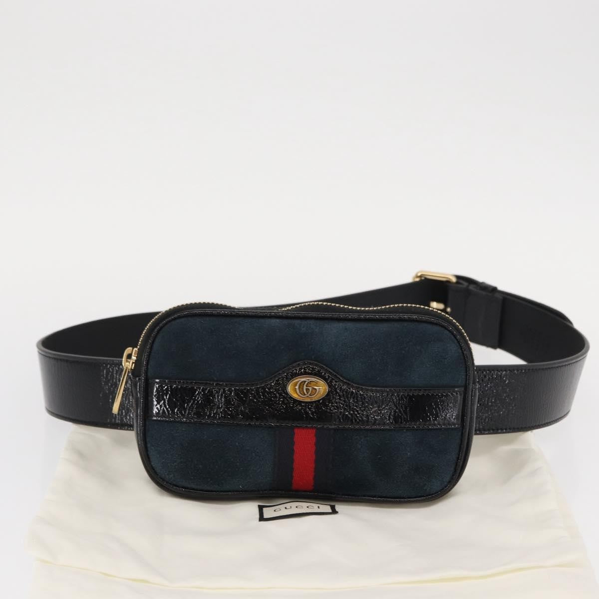 Gucci Ophidia Belt Bag Suede, NAVY, SUEDE, Shoulder bag