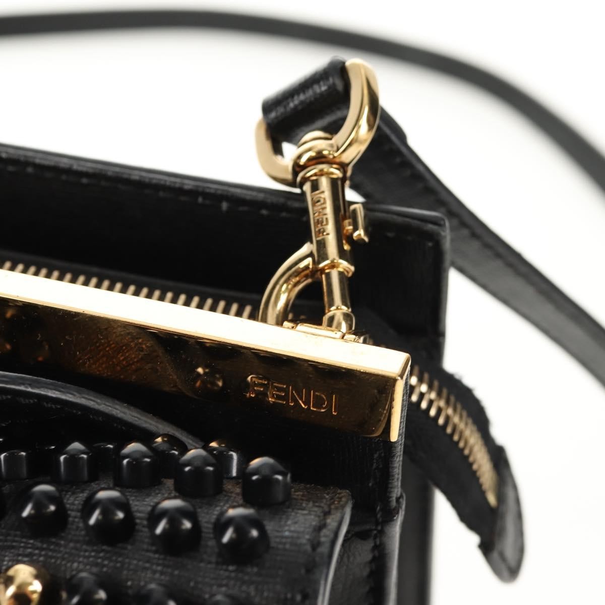 Fendi Demi Jour Monster Satchel Studded Leather, BLACK, LEATHER, Handbag
