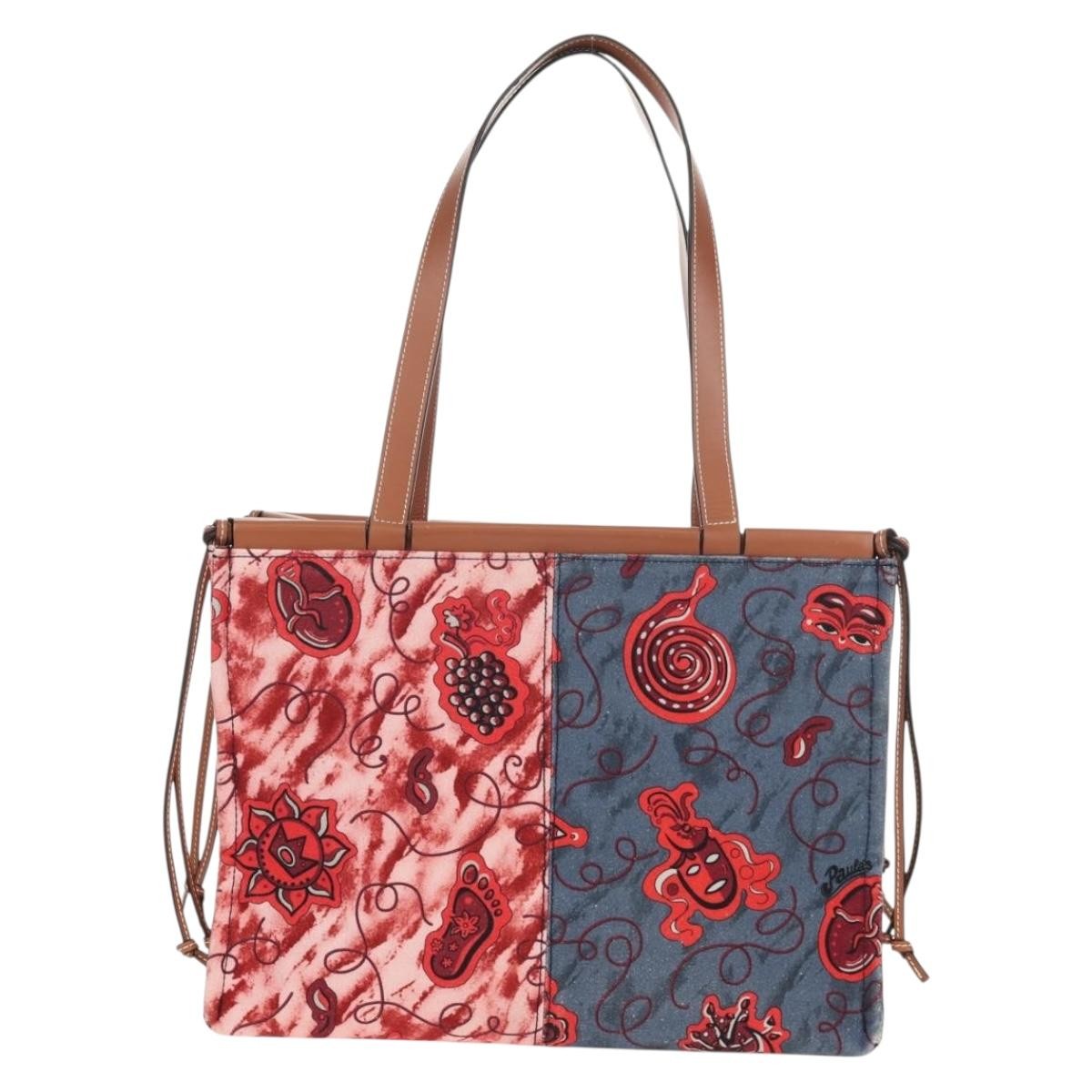 Loewe Paula's Ibiza Cushion Tote Printed Canvas, RED, CANVAS, Tote bag