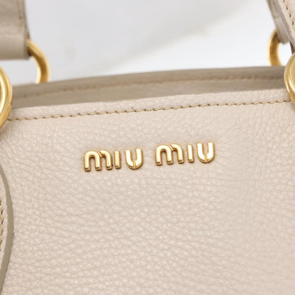 Miu Miu Phenix Convertible Tote Leather, WHITE, LEATHER, Handbag