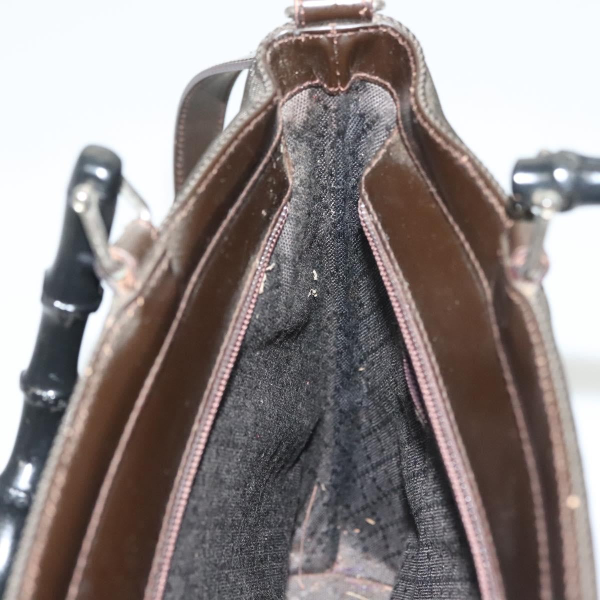 Gucci Vintage Bamboo Handle Bag Nylon, BROWN, NYLON, Handbag