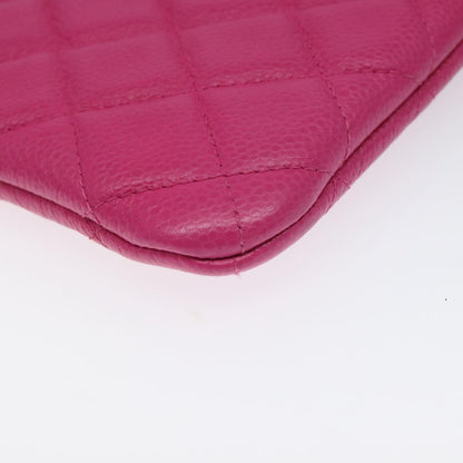 Chanel O Case Clutch Quilted Caviar, PINK, LEATHER, Clutche & pouche