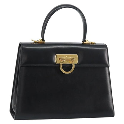 Salvatore Ferragamo Convertible Top Handle Bag Leather, BLACK, LEATHER, Handbag