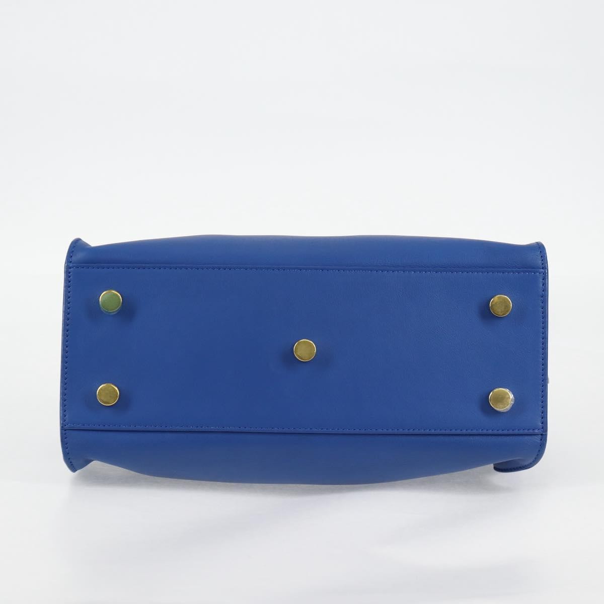 Saint Laurent Monogram Cabas Leather, BLUE, LEATHER, Handbag