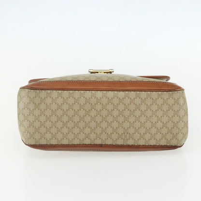Celine Vintage Macadam Handbag Canvas and Leather, BEIGE, CANVAS, Handbag