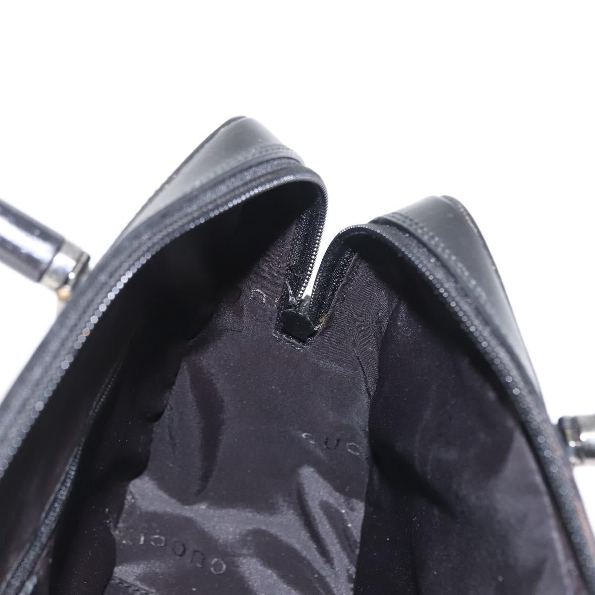 Gucci Vintage Bamboo Handle Bag Leather, BLACK, LEATHER, Handbag