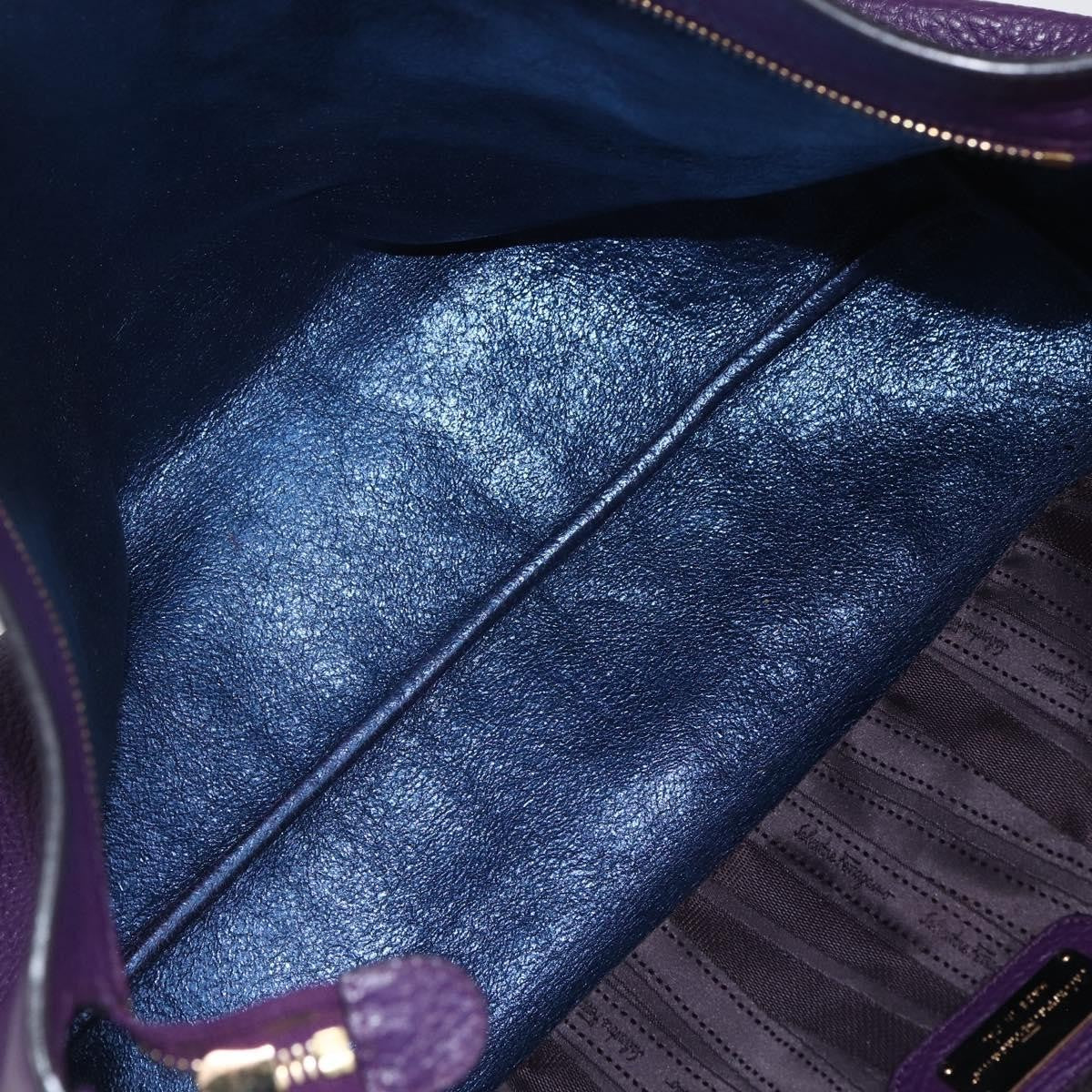 Salvatore Ferragamo Gancini Tote Leather, PURPLE, LEATHER, Tote bag
