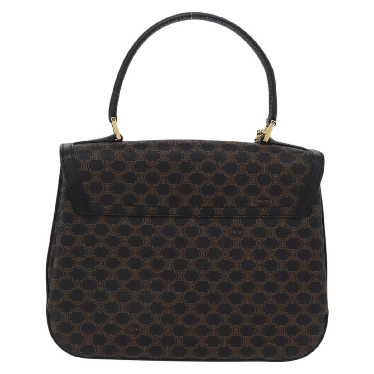 Celine Vintage Convertible Top Handle Bag Macadam Coated Canvas, Black, Canvas, Handbag