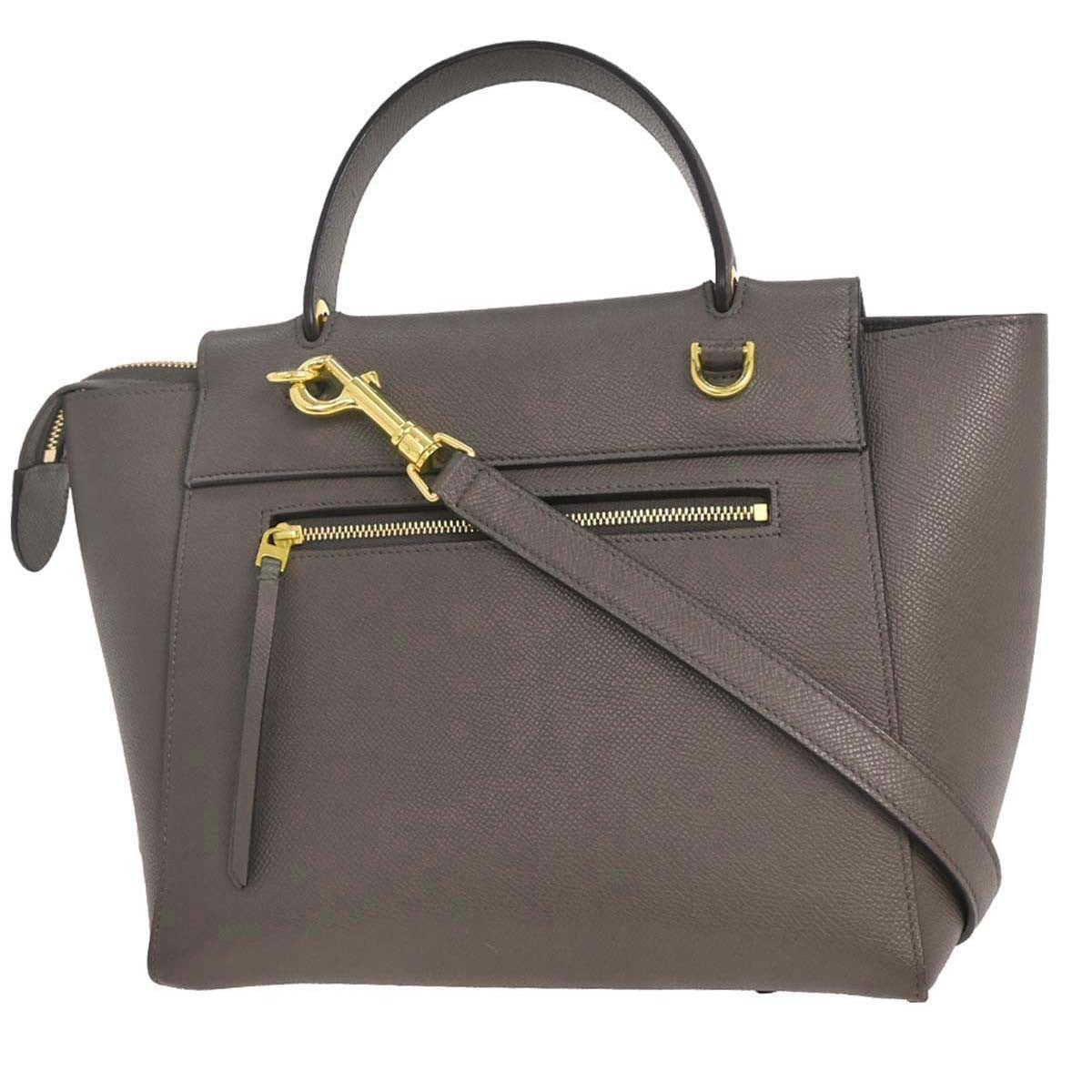 Celine Belt Bag Textured Leather, GRAY, LEATHER, Handbag