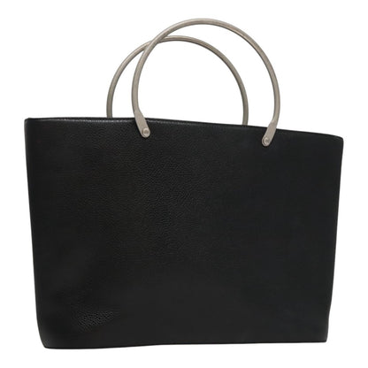 Chanel Vintage Metal Ring Tote Leather, BLACK, LEATHER, Tote bag