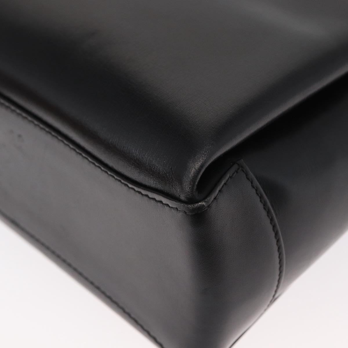 Gucci Vintage Convertible Bamboo Box Crossbody Bag Leather, BLACK, LEATHER, Handbag