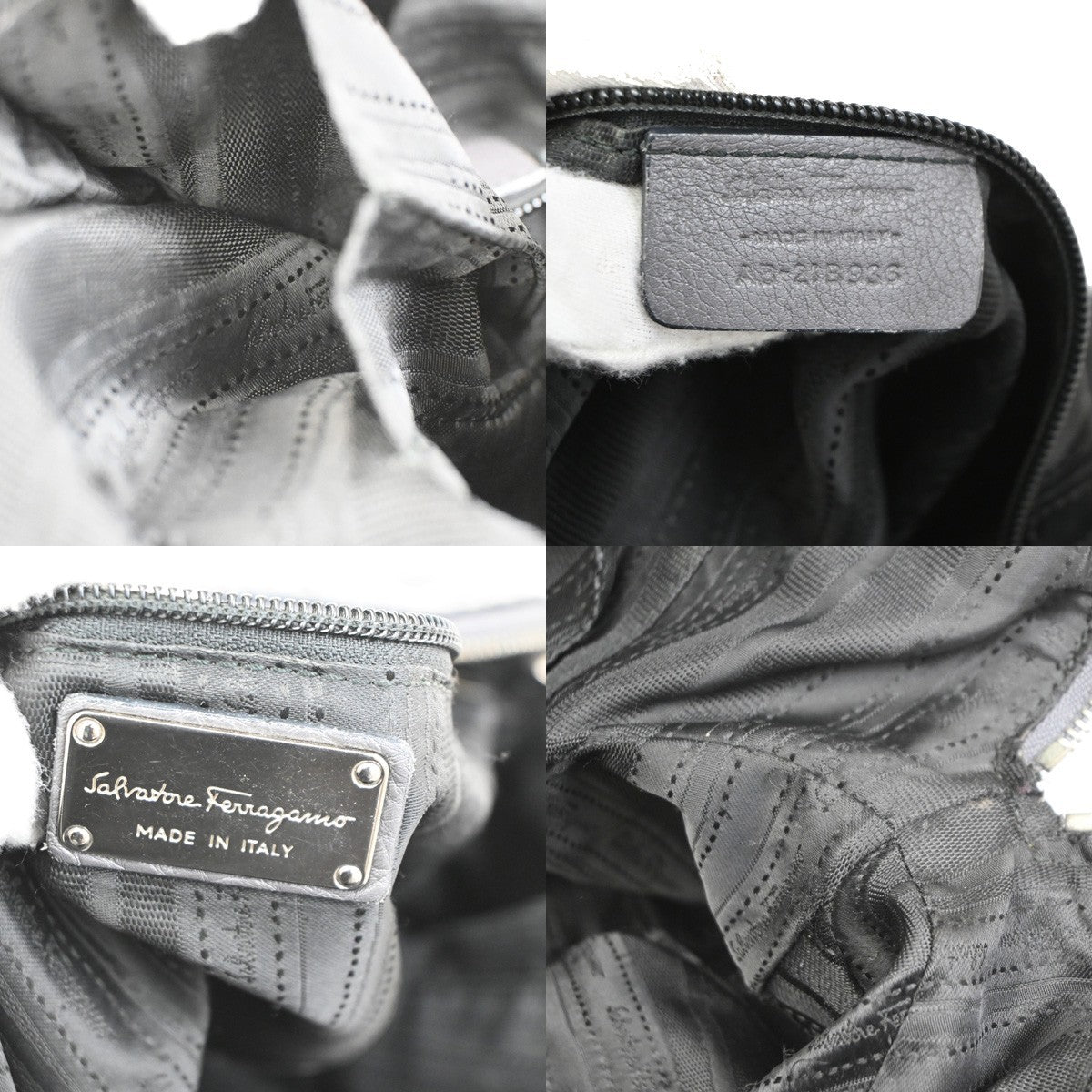 Salvatore Ferragamo Gancini handbag Leather, GRAY, LEATHER, Handbag