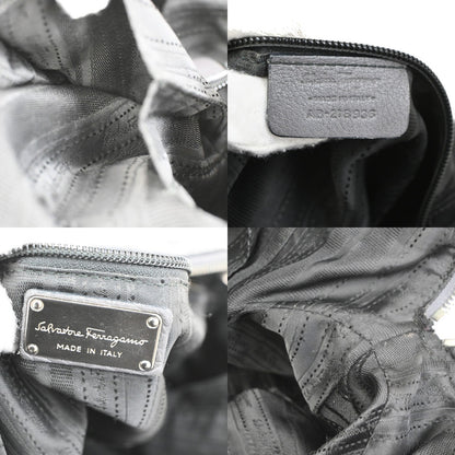 Salvatore Ferragamo Gancini handbag Leather, GRAY, LEATHER, Handbag