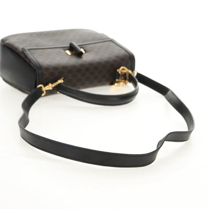 Celine Vintage Convertible Top Handle Bag Macadam Coated Canvas, BROWN, PVC, Handbag