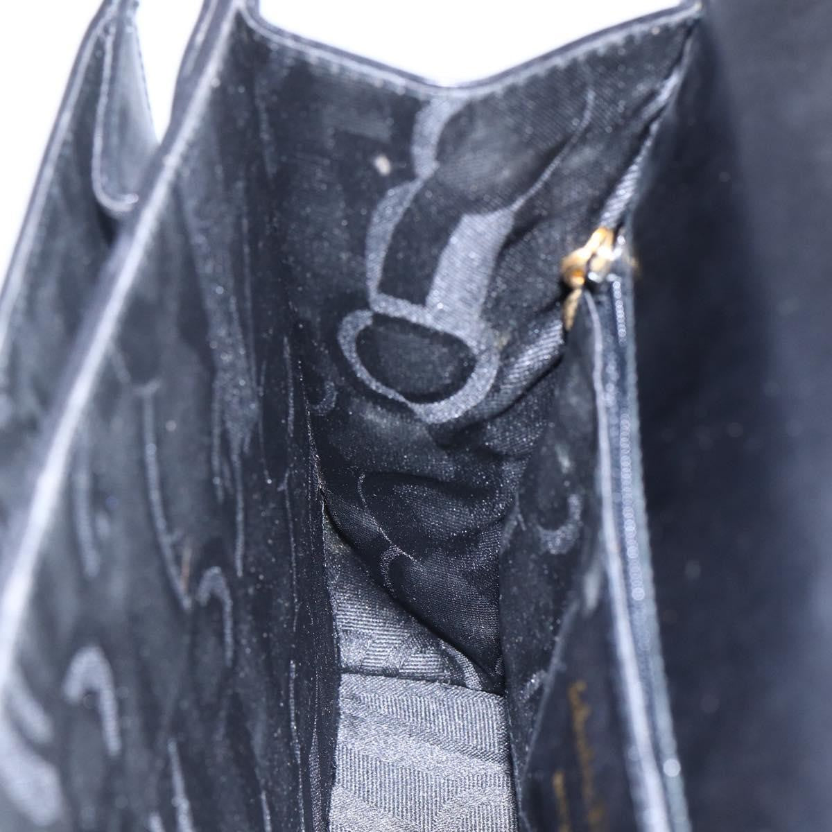 Salvatore Ferragamo Gancini handbag Leather, BLACK, LEATHER, Handbag